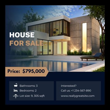 Real estate graphic — house for sale listing