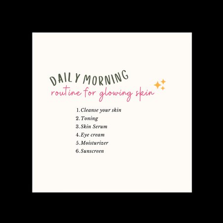 Skincare graphic — daily morning routine for glowing skin